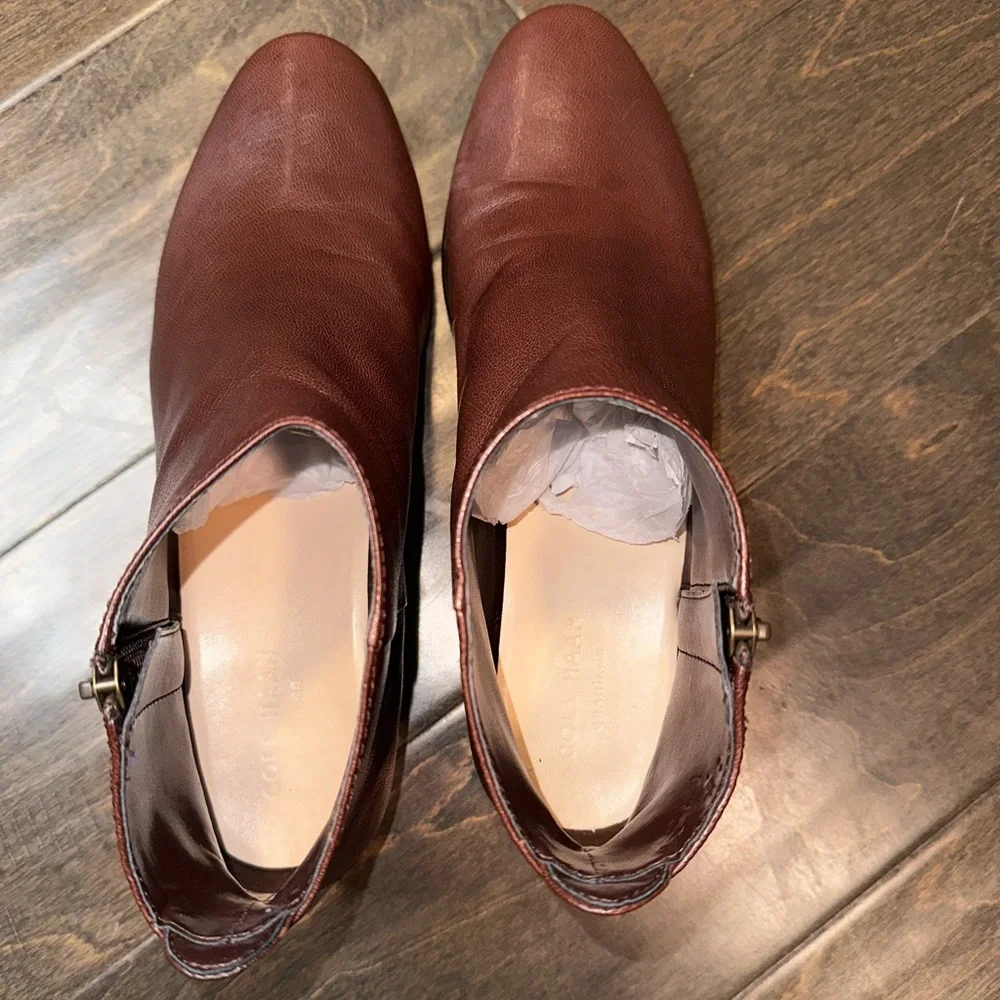 Cole Haan Belmont Leather Ankle Boot Chestnut Brown Minimalist Everyday Size 7.5